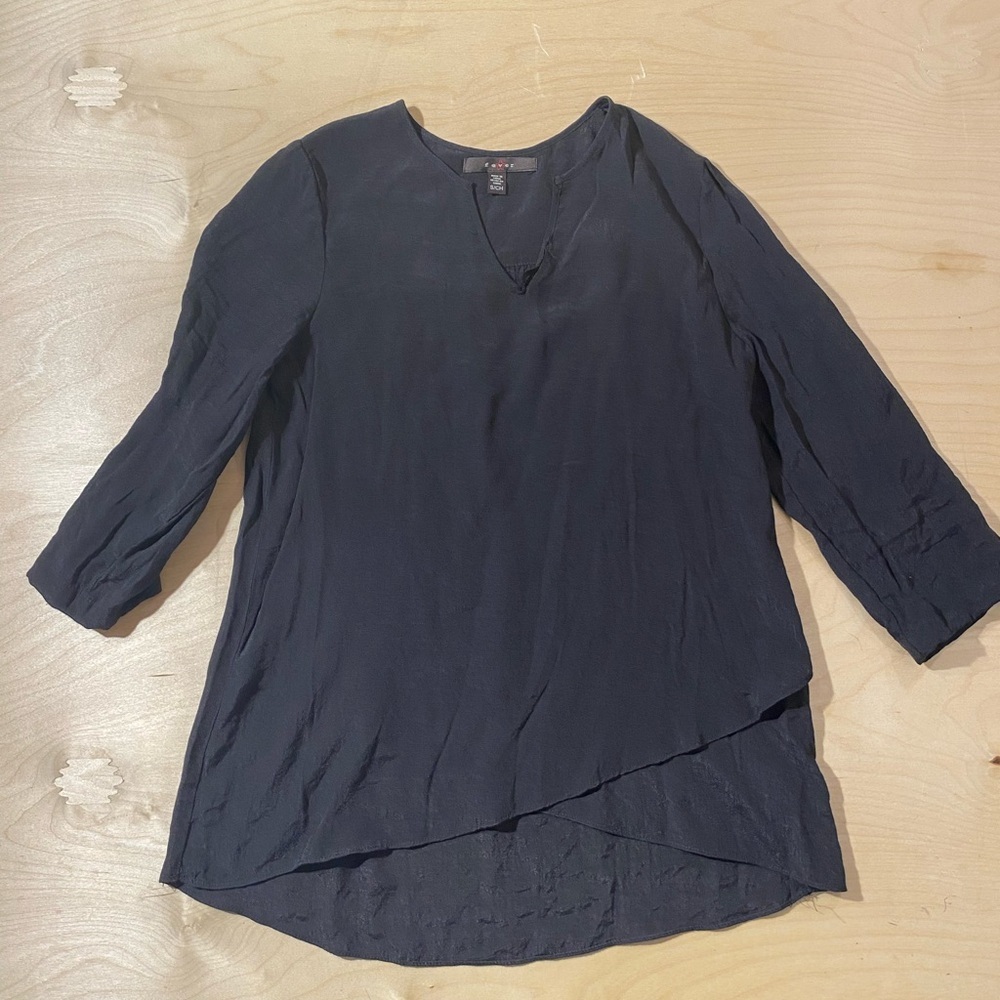 Fever Midnight Black Layered Blouse Small (QO)